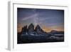 The Milky Way with its Stars Appear in a Summer Night on the Three Peaks of Lavaredo. Dolomites-ClickAlps-Framed Photographic Print