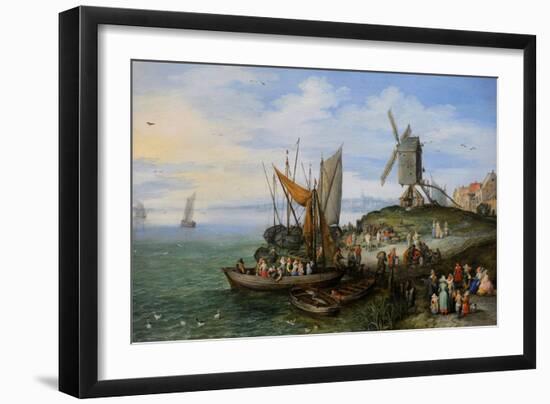 The Mill by the Landing Stage, 1613, by Jan Brueghel the Elder (1568-1625).-Jan the Elder Brueghel-Framed Giclee Print