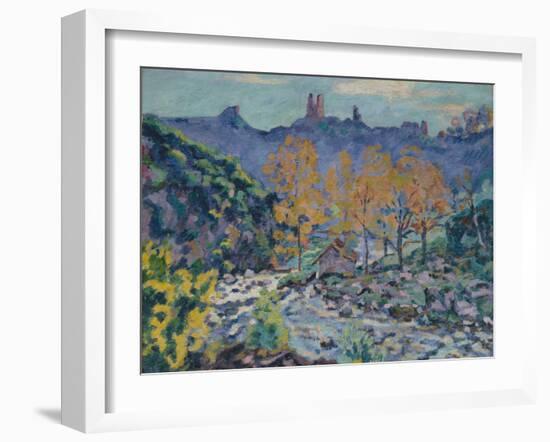 The Mill of Brigand and the Ruins of Crozant Castle, Creuse, circa 1900-Jean Baptiste Armand Guillaumin-Framed Giclee Print