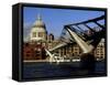 The Millennium Bridge Across the River Thames, with St. Paul's Cathedral Beyond, London, England-David Hughes-Framed Stretched Canvas