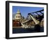 The Millennium Bridge Across the River Thames, with St. Paul's Cathedral Beyond, London, England-David Hughes-Framed Photographic Print