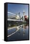 The Millennium Bridge Reflected in the Manchester Ship Canal, Salford Quays, Salford-Ruth Tomlinson-Framed Stretched Canvas