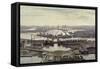The Millennium Dome from Canary Wharf-Julian Barrow-Framed Stretched Canvas