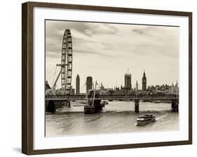 The Millennium Wheel and Houses of Parliament - Views of Hungerford Bridge and Big Ben - London-Philippe Hugonnard-Framed Photographic Print