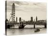 The Millennium Wheel and Houses of Parliament - Views of Hungerford Bridge and Big Ben - London-Philippe Hugonnard-Stretched Canvas