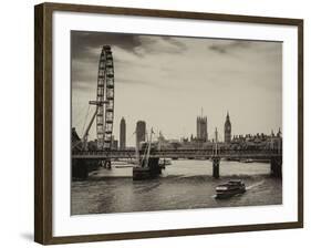 The Millennium Wheel and Houses of Parliament - Views of Hungerford Bridge and Big Ben - London-Philippe Hugonnard-Framed Photographic Print