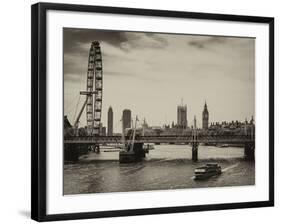 The Millennium Wheel and Houses of Parliament - Views of Hungerford Bridge and Big Ben - London-Philippe Hugonnard-Framed Photographic Print