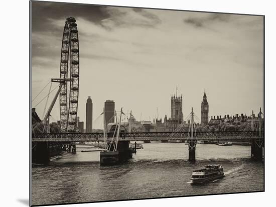 The Millennium Wheel and Houses of Parliament - Views of Hungerford Bridge and Big Ben - London-Philippe Hugonnard-Mounted Photographic Print