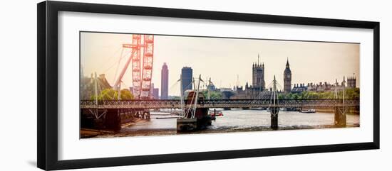 The Millennium Wheel and Houses of Parliament - Views of Hungerford Bridge and Big Ben - London-Philippe Hugonnard-Framed Premium Photographic Print