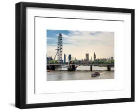 The Millennium Wheel and Houses of Parliament - Views of Hungerford Bridge and Big Ben - London-Philippe Hugonnard-Framed Art Print