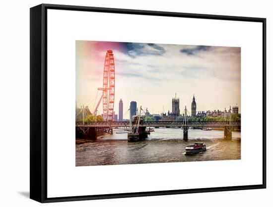 The Millennium Wheel and Houses of Parliament - Views of Hungerford Bridge and Big Ben - London-Philippe Hugonnard-Framed Stretched Canvas