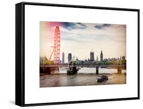 The Millennium Wheel and Houses of Parliament - Views of Hungerford Bridge and Big Ben - London-Philippe Hugonnard-Framed Stretched Canvas