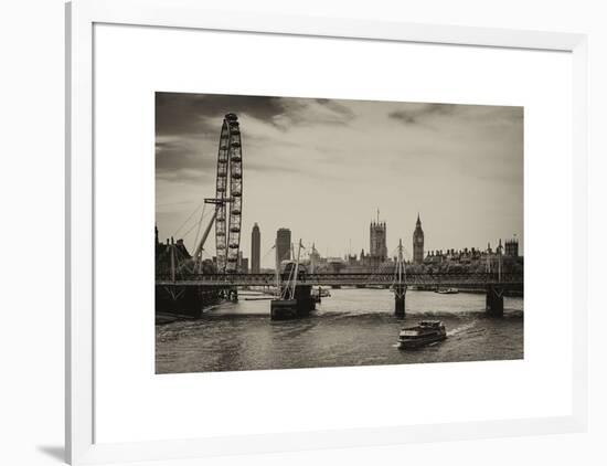 The Millennium Wheel and Houses of Parliament - Views of Hungerford Bridge and Big Ben - London-Philippe Hugonnard-Framed Art Print