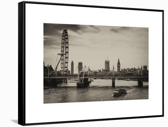 The Millennium Wheel and Houses of Parliament - Views of Hungerford Bridge and Big Ben - London-Philippe Hugonnard-Framed Stretched Canvas