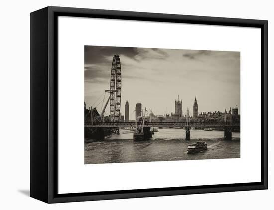 The Millennium Wheel and Houses of Parliament - Views of Hungerford Bridge and Big Ben - London-Philippe Hugonnard-Framed Stretched Canvas