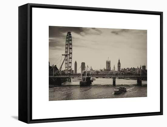 The Millennium Wheel and Houses of Parliament - Views of Hungerford Bridge and Big Ben - London-Philippe Hugonnard-Framed Stretched Canvas