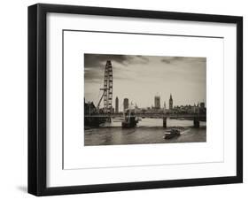 The Millennium Wheel and Houses of Parliament - Views of Hungerford Bridge and Big Ben - London-Philippe Hugonnard-Framed Art Print