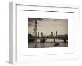 The Millennium Wheel and Houses of Parliament - Views of Hungerford Bridge and Big Ben - London-Philippe Hugonnard-Framed Art Print