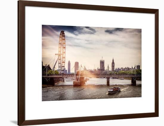 The Millennium Wheel and Houses of Parliament - Views of Hungerford Bridge and Big Ben - London-Philippe Hugonnard-Framed Art Print