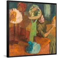 The Millinery Shop. Date/Period: 1879/86. Painting. Oil on canvas Oil on canvas. Height: 1,000 m...-Edgar Degas-Framed Poster