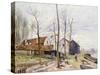 The Mills of Moret, with Rising Sun-Alfred Sisley-Stretched Canvas