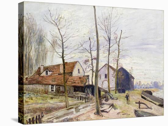 The Mills of Moret, with Rising Sun-Alfred Sisley-Stretched Canvas