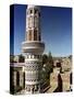 The Minaret of a 15th Century Mosque Rises Above a San'a, Yemen Neighborhood-null-Stretched Canvas