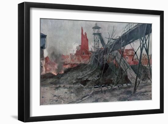 The Mines of Liévin: Calonne Pit, Artois, France, World War I, 1915-Francois Flameng-Framed Giclee Print