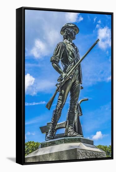 The Minute Man statue, Old North Bridge, Minute Man National Historical Park.-William Perry-Framed Stretched Canvas