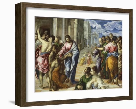 The Miracle of Christ Healing the Blind-El Greco-Framed Giclee Print