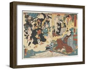 The Miracle of Famous Paintings by Ukiyo Matahei, June 1853-Utagawa Kuniyoshi-Framed Giclee Print