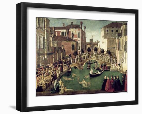 The Miracle of the Cross on San Lorenzo Bridge, 1500-Gentile Bellini-Framed Giclee Print