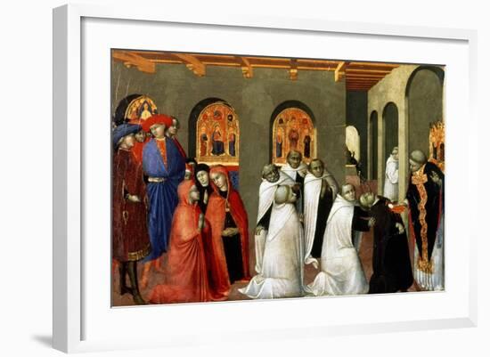 The Miracle of the Holy Sacrament, from the Predella of the Altar of the Holy Eucharist, 1423-Sassetta-Framed Giclee Print