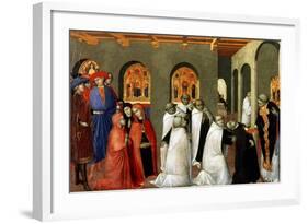 The Miracle of the Holy Sacrament, from the Predella of the Altar of the Holy Eucharist, 1423-Sassetta-Framed Giclee Print