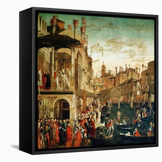 The Miracle of the Relic of the True Cross on the Rialto Bridge, 1494-Vittore Carpaccio-Framed Stretched Canvas