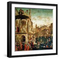 The Miracle of the Relic of the True Cross on the Rialto Bridge, 1494-Vittore Carpaccio-Framed Giclee Print