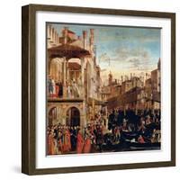 The Miracle of the Relic of the True Cross on the Rialto Bridge, 1494-Vittore Carpaccio-Framed Giclee Print