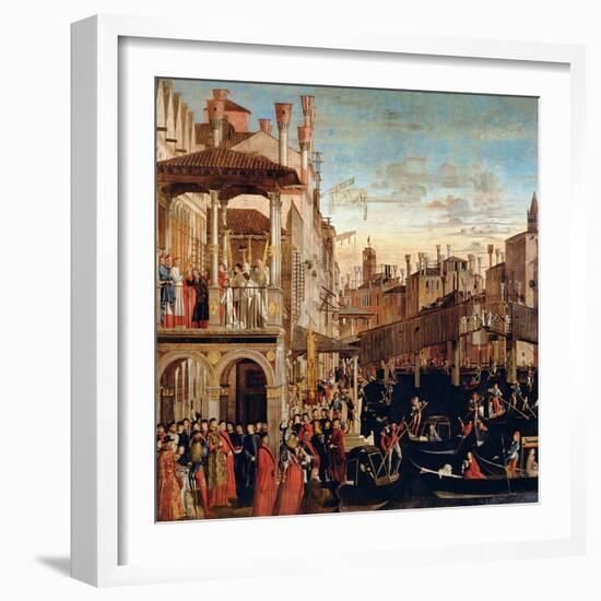 The Miracle of the Relic of the True Cross on the Rialto Bridge, 1494-Vittore Carpaccio-Framed Giclee Print