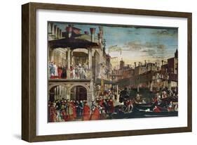 The Miracle of the Relic of the True Cross on the Rialto Bridge, 1496 (Oil on Canvas)-Vittore Carpaccio-Framed Giclee Print