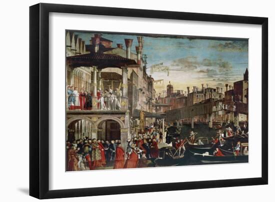 The Miracle of the Relic of the True Cross on the Rialto Bridge, 1496 (Oil on Canvas)-Vittore Carpaccio-Framed Giclee Print