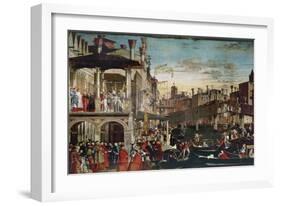 The Miracle of the Relic of the True Cross on the Rialto Bridge, 1496 (Oil on Canvas)-Vittore Carpaccio-Framed Giclee Print