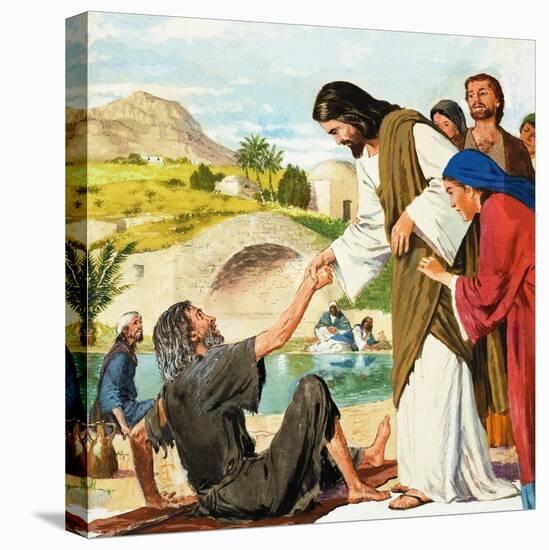 The Miracles of Jesus: Making the Lame Man Walk-Clive Uptton-Stretched Canvas