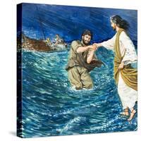 The Miracles of Jesus: Walking on Water-Clive Uptton-Stretched Canvas
