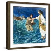 The Miracles of Jesus: Walking on Water-Clive Uptton-Framed Giclee Print