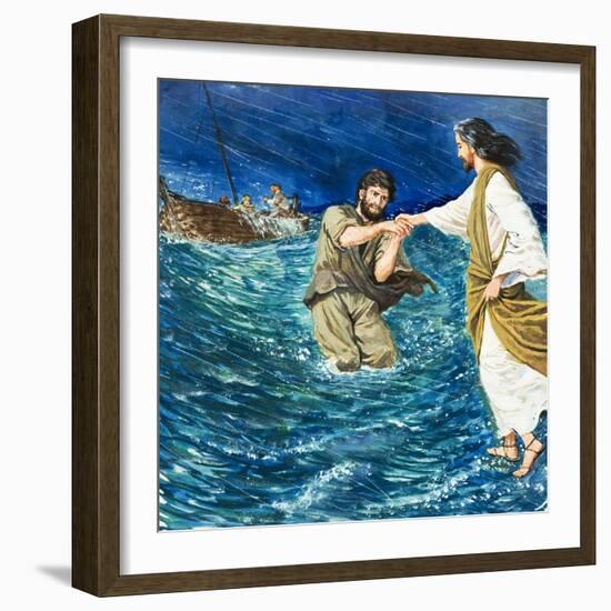 The Miracles of Jesus: Walking on Water-Clive Uptton-Framed Giclee Print