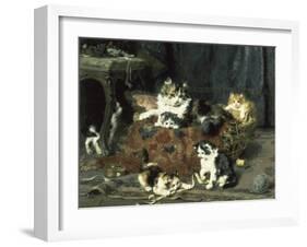 The Mischievous Cats-Charles Van Den Eycken-Framed Giclee Print