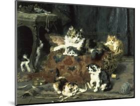 The Mischievous Cats-Charles Van Den Eycken-Mounted Giclee Print