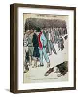 The Misery of Workers and the Unemployed in the Snow, Illustration from "Le Chambard Socialiste"-Théophile Alexandre Steinlen-Framed Giclee Print