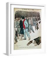 The Misery of Workers and the Unemployed in the Snow, Illustration from "Le Chambard Socialiste"-Théophile Alexandre Steinlen-Framed Giclee Print