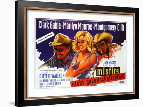 The Misfits, German Movie Poster, 1961-null-Framed Art Print